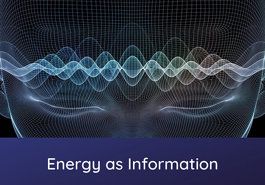 alt='Abstract graphic depicting  brainwaves with the words Energy as Information below'